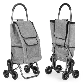 Stair Climbing Shopping Cart 33L with Tri-Wheel Design ModernHome for Groceries, Grey