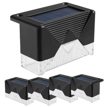 LED solārās lampas dārzam un kāpnēm, 4 gab., IP65, melnas