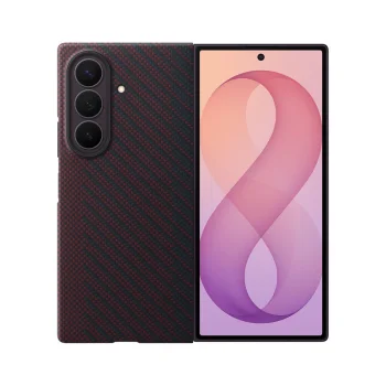 Samsung Carbon Magnet vāciņš Galaxy Z Fold 8 Ultra ar 2 aizsargplēvēm, sarkans