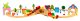 ECOTOYS 74-Piece Wooden Train Set with Tracks