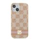 DKNY iPhone 15 vāciņš IML Checkered Mono Pattern & Printed Stripes MagSafe, rozā