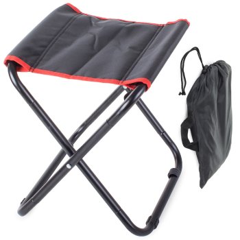Folding fishing and camping stool chair, black