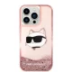Karl Lagerfeld Liquid Glitter NFT Choupette Head Case for iPhone 14 Pro Max, Pink