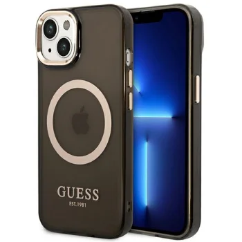 Чехол Guess GUHMP14SHTCMK Gold Outline MagSafe для iPhone 14 Черный/Золотой