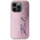 Чехол Karl Lagerfeld Wrinkled Metal Signature для iPhone 15 Pro, Розовый