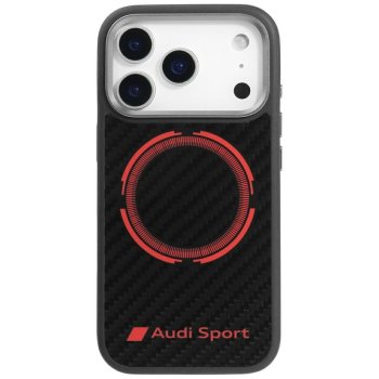 Чехол Audi RSQ Carbon Fiber Sport Red Circle MagSafe для iPhone 17 Pro - Черный