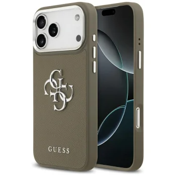 Чехол Guess Grained Big 4G Classic Logo для iPhone 17 Pro Max — коричневый