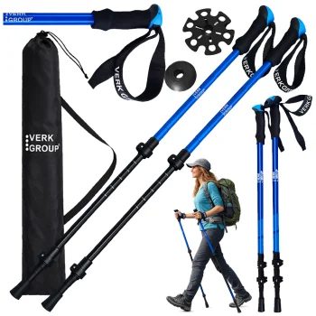 Verk Group Nordic Walking Trekkinga nūjas ar uzgaļiem un somu, zilas
