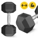 4FIZJO HEX Steel Dumbbell 15 kg, Black