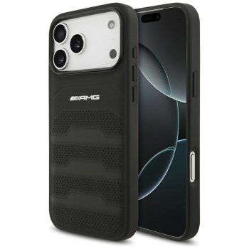 Mercedes iPhone 17 Pro Max vāciņš AMG Leather Debossed Lines, melns