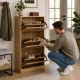 ModernHome 3 Nodalījumu Apavu Skapis 60cm Gaišs Ozols
