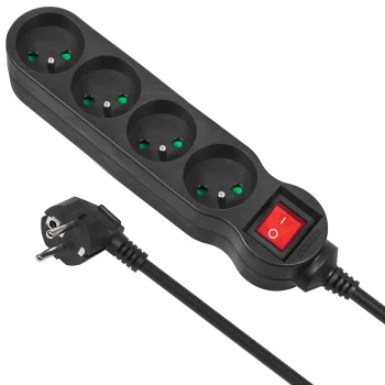 Maclean MCE181 Pagarinātājs ar slēdzi, 4 ligzdas, 2300W, 3m, Melns