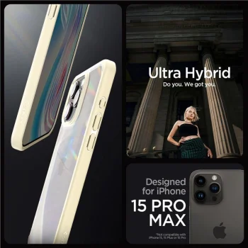 Чехол Spigen Crystal Hybrid для iPhone 15 Pro Max, прозрачный бежевый