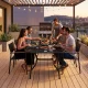 Садовый стол MultiGarden 160x90 см закаленное стекло под зонт, черный