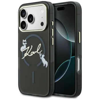 Чехол Karl Lagerfeld IML Choupettes Karl Script для iPhone 17 Pro, Черный