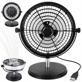 Galda ventilators ar USB-C barošanu, melns