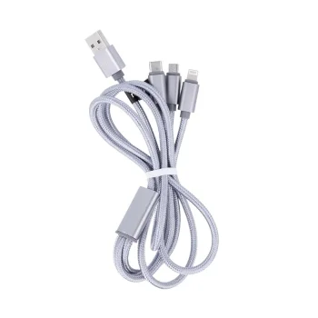 Maxlife 3in1 USB kabelis - Lightning / USB-C / microUSB 1 m 2,1A, pelēks