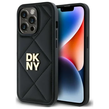 DKNY iPhone 14 Pro vāciņš Quilted Stack Logo, melns