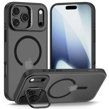 Tech-Protect iPhone 17 Pro Max vāciņš MagStand MagSafe, matēts melns