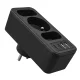 Сетевой разветвитель Maclean MCE248 F/B, 3 розетки, 2x USB-A, 2x USB-C PD 20W, черный