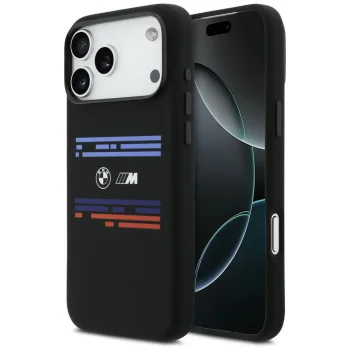 BMW M Silicon Horizontal Line MagSafe vāciņš iPhone 17 Pro Max, melns