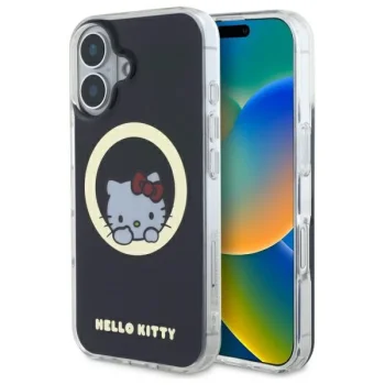 Чехол Hello Kitty для iPhone 16 IML Sweet Kitty MagSafe, черный