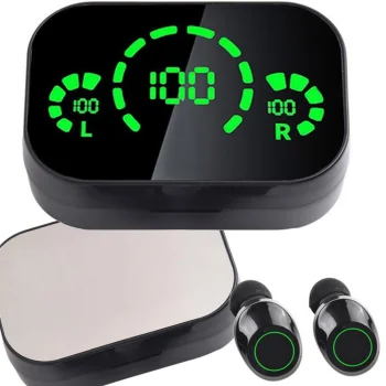 Bezvadu Bluetooth austiņas YD03 ar LED lādēšanas kārbiņu, melnas