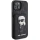 Karl Lagerfeld iPhone 15 vāciņš Saffiano Monogram Ikonik Patch, melns