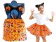 Halloween kostīms meitenēm ar tutu svārkiem un spīdīgu ķirbju matu stīpu, oranžs