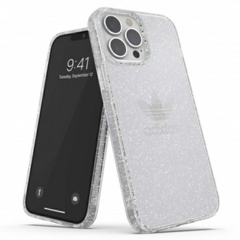 Чехол Adidas для iPhone 13 Pro Max OR Protective Clear Case Glitter, серебристый