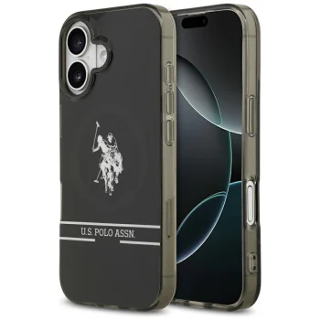 Чехол U.S. Polo Assn. DH and Bottom Stripe Logo MagSafe для iPhone 17, Черный