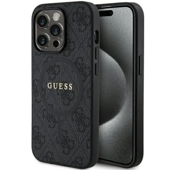 Чехол Guess 4G Collection из кожи с металлическим логотипом и MagSafe для iPhone...