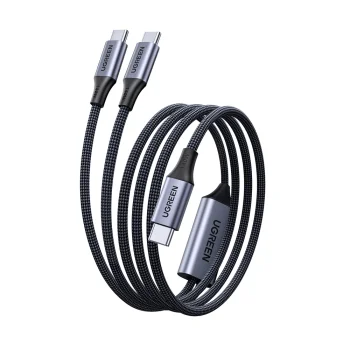 Кабель USB-C Ugreen 2в1 на 2x USB-C PD 140W 2м, черный