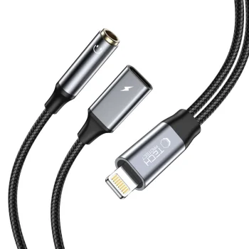 Адаптер Tech-Protect UltraBoost Lightning на 3.5mm Mini Jack и Lightning, черный