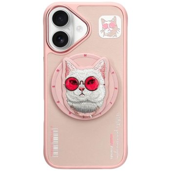 Nimmy Glasses Cool Cat MagSafe vāciņš Apple iPhone 16, Rozā