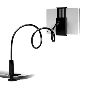 Telefona Galda Turētājs ar Klipsi un Lokanu Kāju, Melns | Phone Clamp Holder Stand