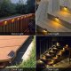 4 Pcs Solar LED Deck Lights Outdoor Path Garden Pathway Stairs Step Fence Lamp