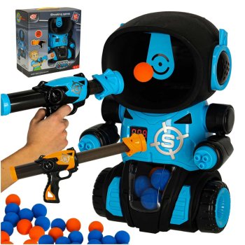 Skill game robot target shooting set with 2 pistols and 24 foam balls