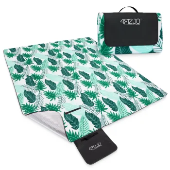 Piknika un pludmales sega ar izolāciju 4FIZJO 200 x 200 cm, lapu raksts