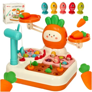 Развивающая игрушка 4 в 1 Bibi-inn Весы-балансир с играми, оранжевая