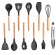 Kitchen Utensil Set, 12 Pieces, Black/Brown