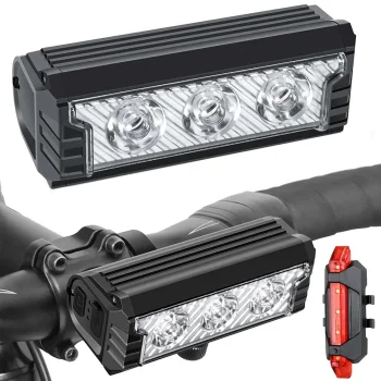 LED velosipēda lukturu komplekts priekšējais un aizmugurējais USB 2500lm