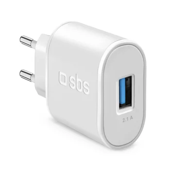 Sbs TETR1USB2AWFAST 10W USB-A tīkla lādētājs, balts