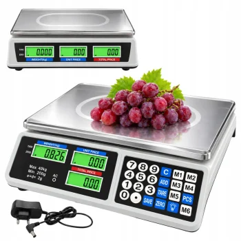 Elektroniskie tirdzniecības svari ar cenu kalkulāciju LCD 40 kg / 2 g
