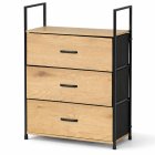 3 Drawer Dresser with Metal Frame for Bedroom Hallway, light wood