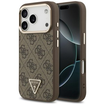 Guess 4G Triangle Logo MagSafe vāciņš iPhone 17 Pro - brūns un zelta | Phone Case Cover Brown And Gold