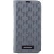 Karl Lagerfeld iPhone 14 atverams vāciņš maciņš grāmatiņa Saffiano Mono, sudraba