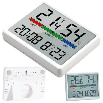 Elektroniskā laikapstākļu stacija ar termometru, higrometru, LCD displeju, balta