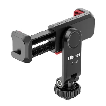 Ulanzi ST-06S Phone Holder with 1/4" Thread and Dual Cold Shoe Mounts - Black