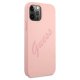 Guess iPhone 12 Pro Max Case Silicone Vintage Script, Pink